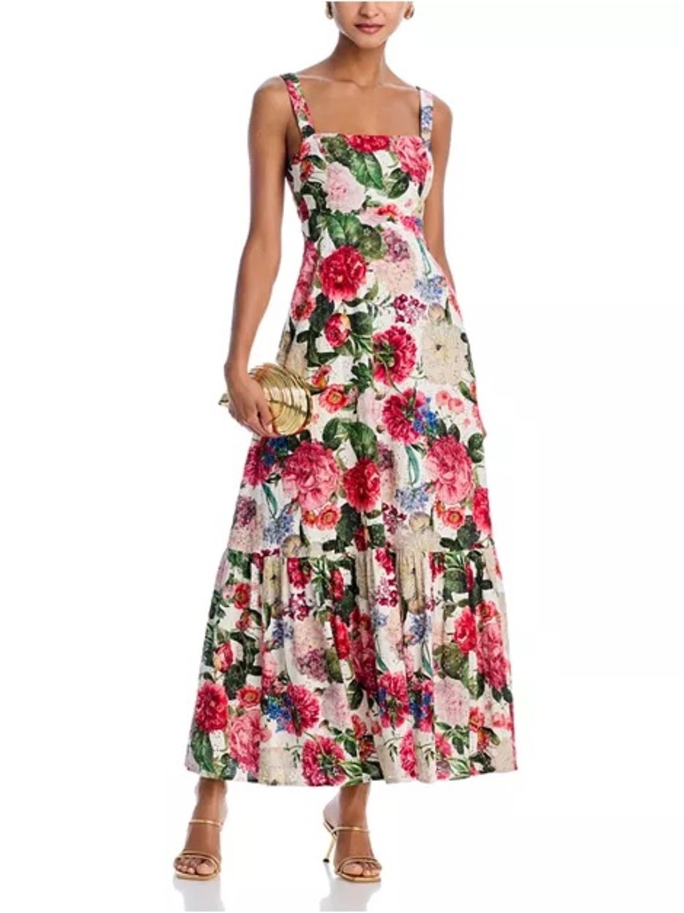 Aqua Boho Floral Maxi Dress in Multi-Color size S